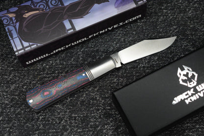NEW Jack Wolf Gateway Barlow - Camo Carbon Handle/ Nickel Silver/ Sandvik 14C28N
