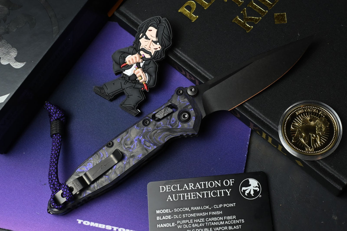 NEW Microtech x NCB EXC Socom - Purple Haze Carbon Fiber Black DLC w/Wick Pack