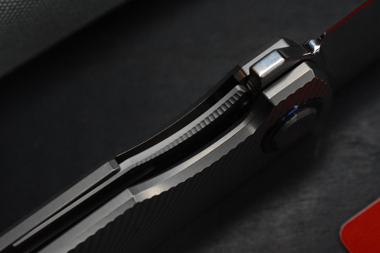 NEW Holt Outlaw Prestige Feather Texture /Near Mirror 4” M390/ Timascus Collars