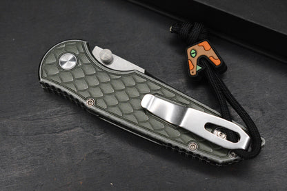 NEW Pro-Tech Integrity TR-3 Manual Green Battleworn Reptile Handle S35VN