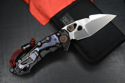 NEW Custom Knife Factory Traktor Crystalized Ti/ ZicuTi/ Copper/M390 w/ Ti2 Bead