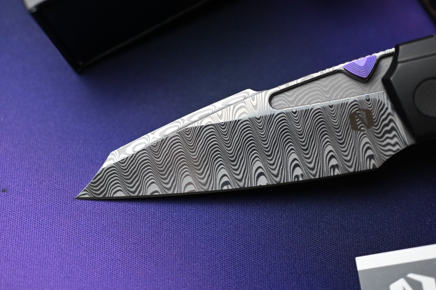 NEW Null Knives Voodoo Doll - Acid Wash Damasteel / Purple Haze Carbon Fiber