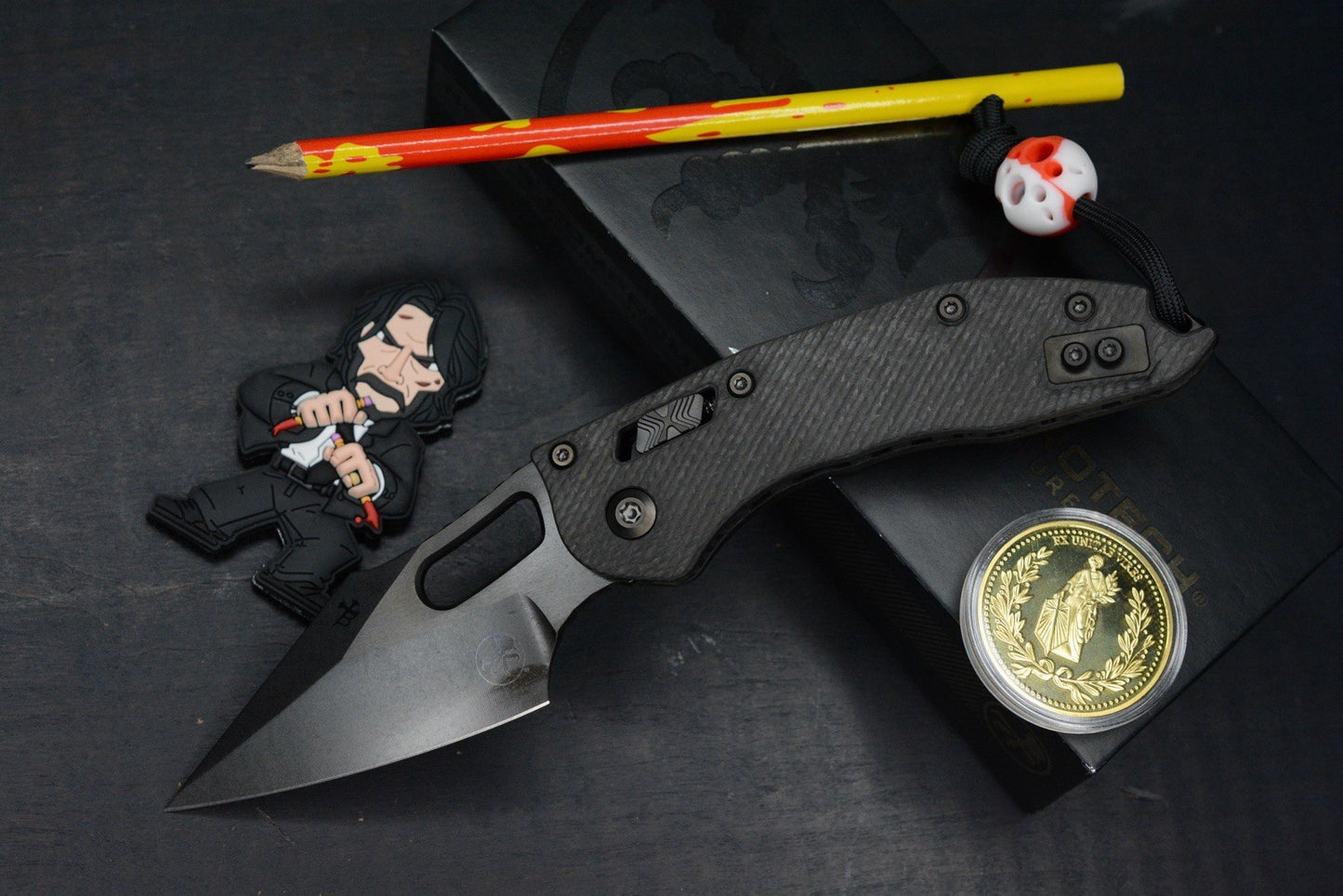 NEW Microtech Stitch-Ram-Lok Carbon Fiber Black DLC w/ Playge Skall & Wick Pack