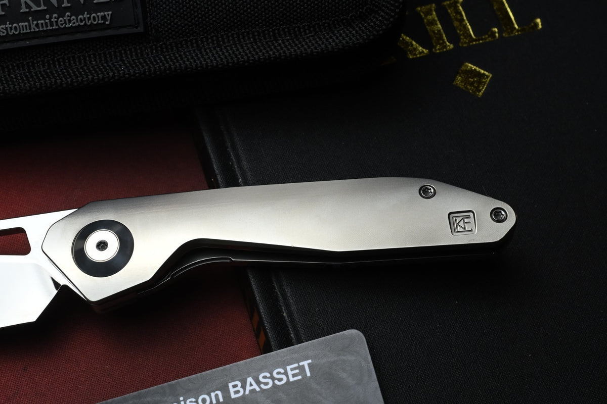 RARE Custom Knife Factory Keanison Bassett - Polished Ti / Polished M398 SN 004