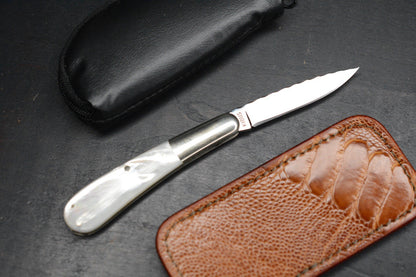 RARE++ Joe Kious Slipjoint Mother Of Pearl / Engraved Lock Back / Bolsters