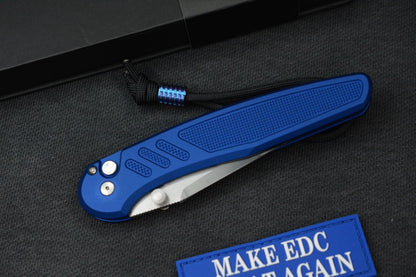 RARE Protech x Peace Neighbor Avalon - Knurled Blue Aluminum Magnacut 4.25”