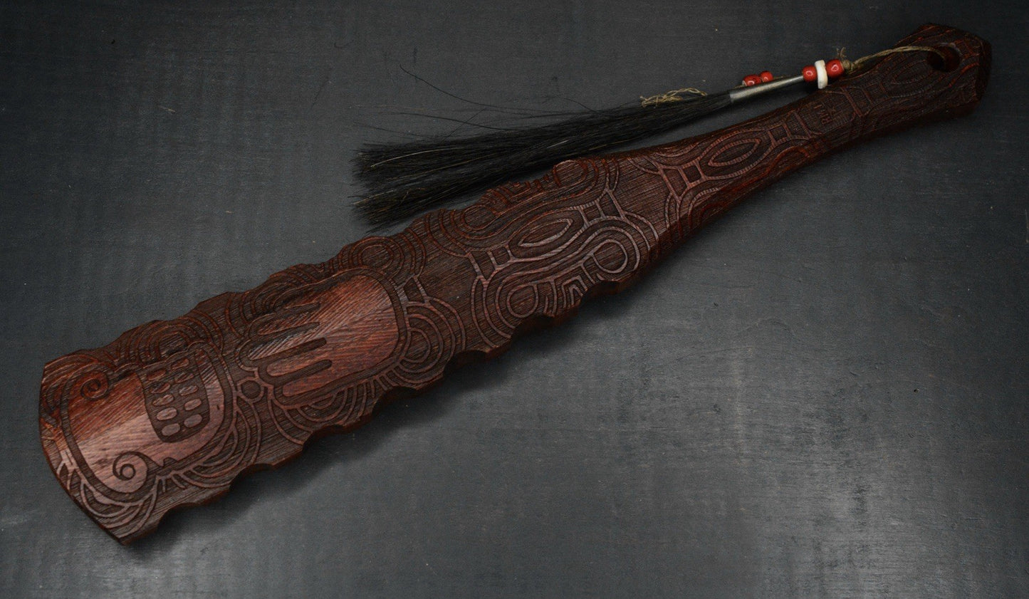 NEW Monkey Edge x RMJ Gold Point War Stick - Death Cult w/ Horse Hair Braid