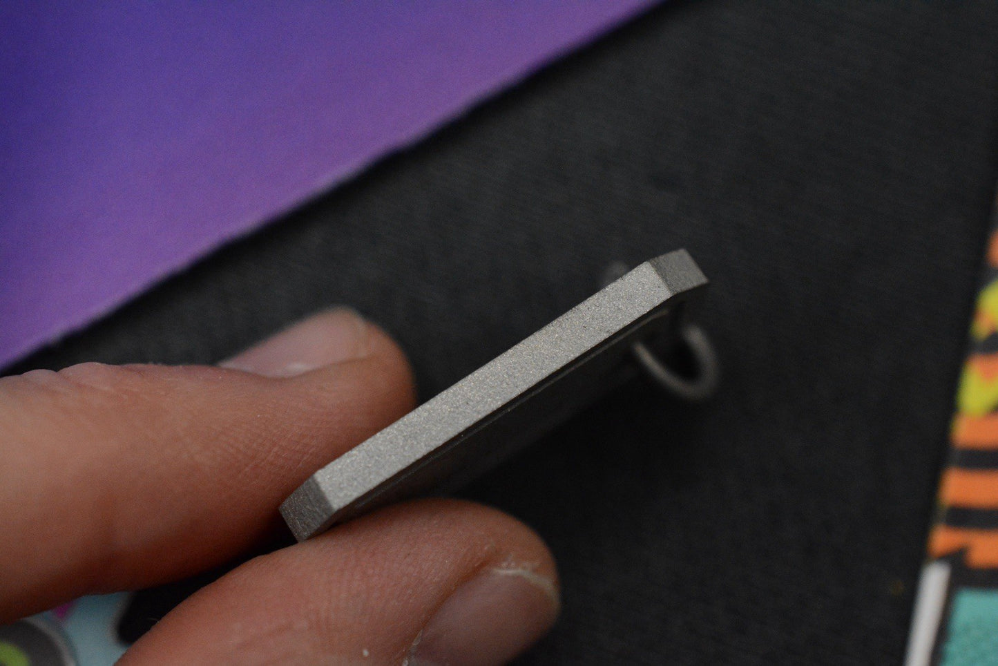 RARE 4t5 Design Mini Dog Tag Matte Titanium Stamped Logo