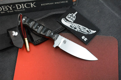 CUSTOM Crimson Bushcraft Mirror Polish Hollow Grind Textured Black Micarta
