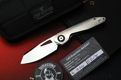 RARE Custom Knife Factory Keanison Bassett - Polished Ti / Polished M398 SN 004