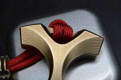 RARE Ostap Hel Knives Mjolnir II Antique Bronze Bottle Opener Tool w/ Brass Bead