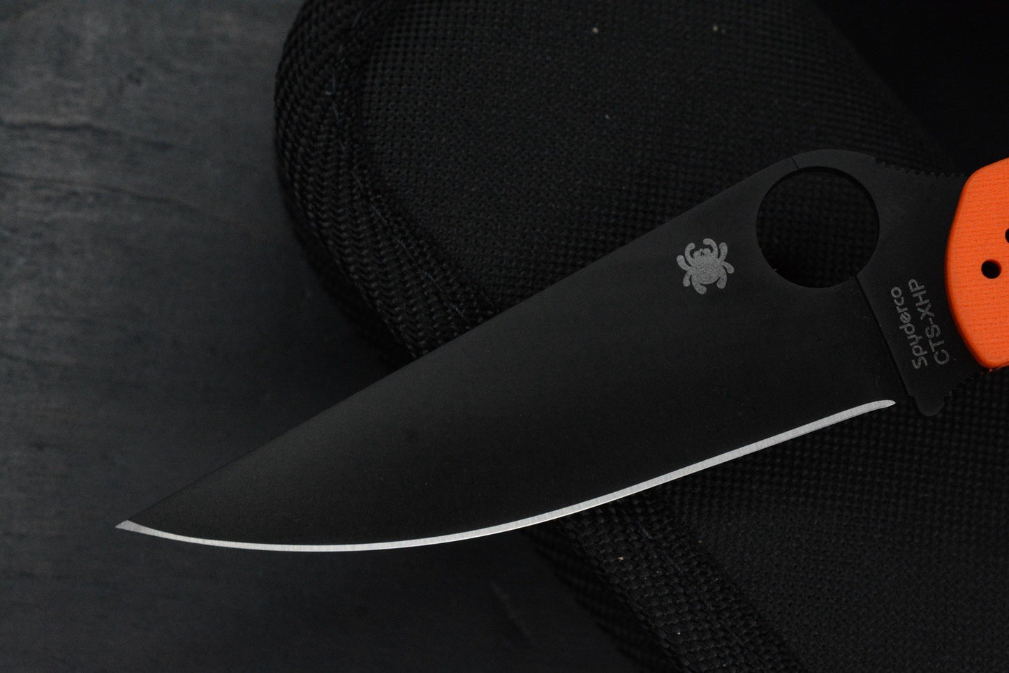 RARE Spyderco EXC Military 2 Black DLC /Orange G-10 Comp Lock w/Poison Bead