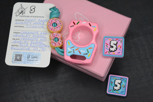 NEW SWAMP EDC Swampy Whale - Dessert Warrior Donut Print Pink w/ Beads & Patch
