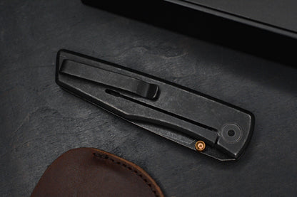 NEW Pete’s Pirate Life PPK Overlook Kinfe & Coin - M390 / Black Acid Wash Ti