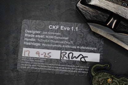 RARE Custom Knife Factory Rotten Evo 1.1 Barked Black DLC POLISHED w/ PDW Patch