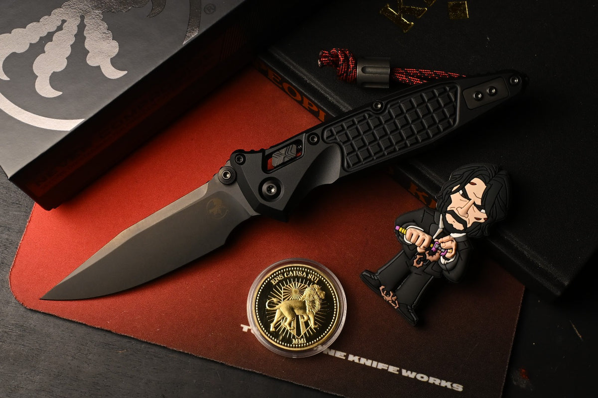 NEW Microtech Socom Ram-Lok DLC Shadow Black Frag S/E w/ John Wick Pack & Bead