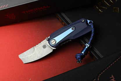 NEW Thermal Tactical Ambient - Navy Blue G10 / Stonewashed M390 w/ Radiator Bead