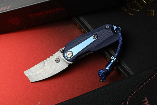 NEW Thermal Tactical Ambient - Navy Blue G10 / Stonewashed M390 w/ Radiator Bead