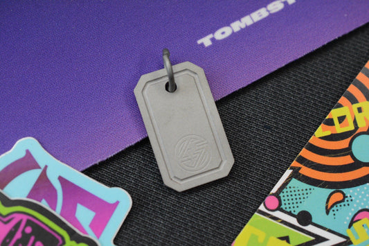 RARE 4t5 Design Mini Dog Tag Matte Titanium Stamped Logo Re Playge Microtech