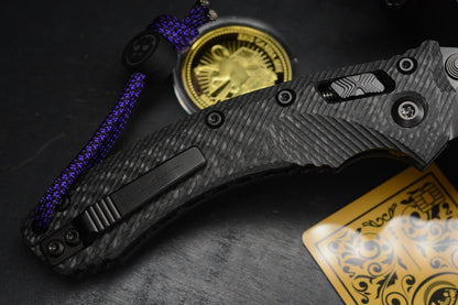 NEW Microtech Amphibian Ram Lok CF SHADOW w/ Playge Skall Bead & Wick Pack