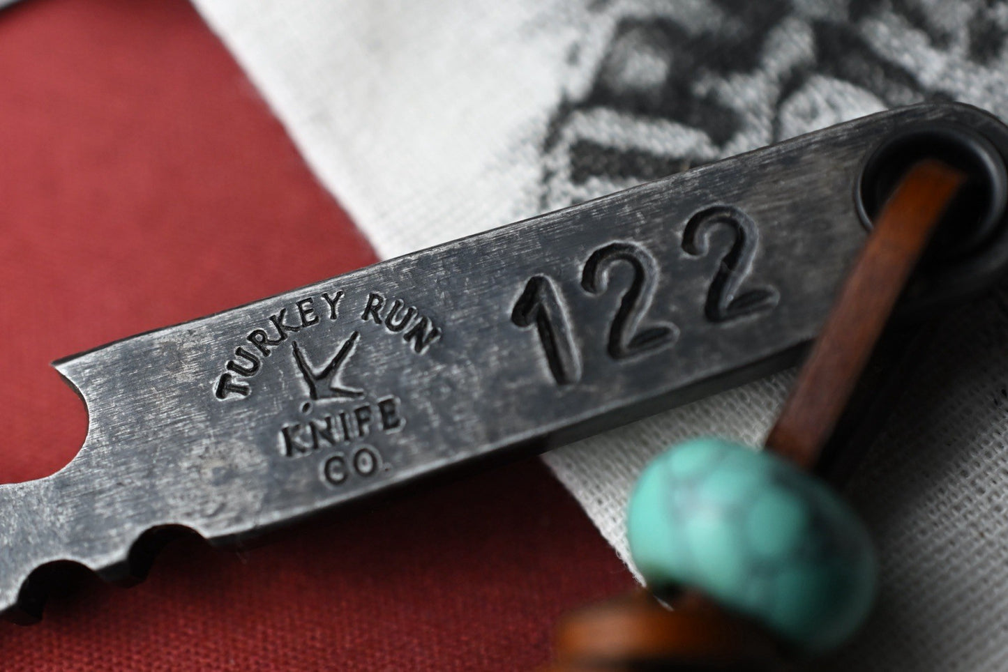 RARE Turkey Run Knife Co Pry - SW 80CRV2  w/ Turquoise Trustone Bead SN 122