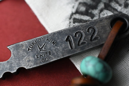 RARE Turkey Run Knife Co Pry - SW 80CRV2  w/ Turquoise Trustone Bead SN 122