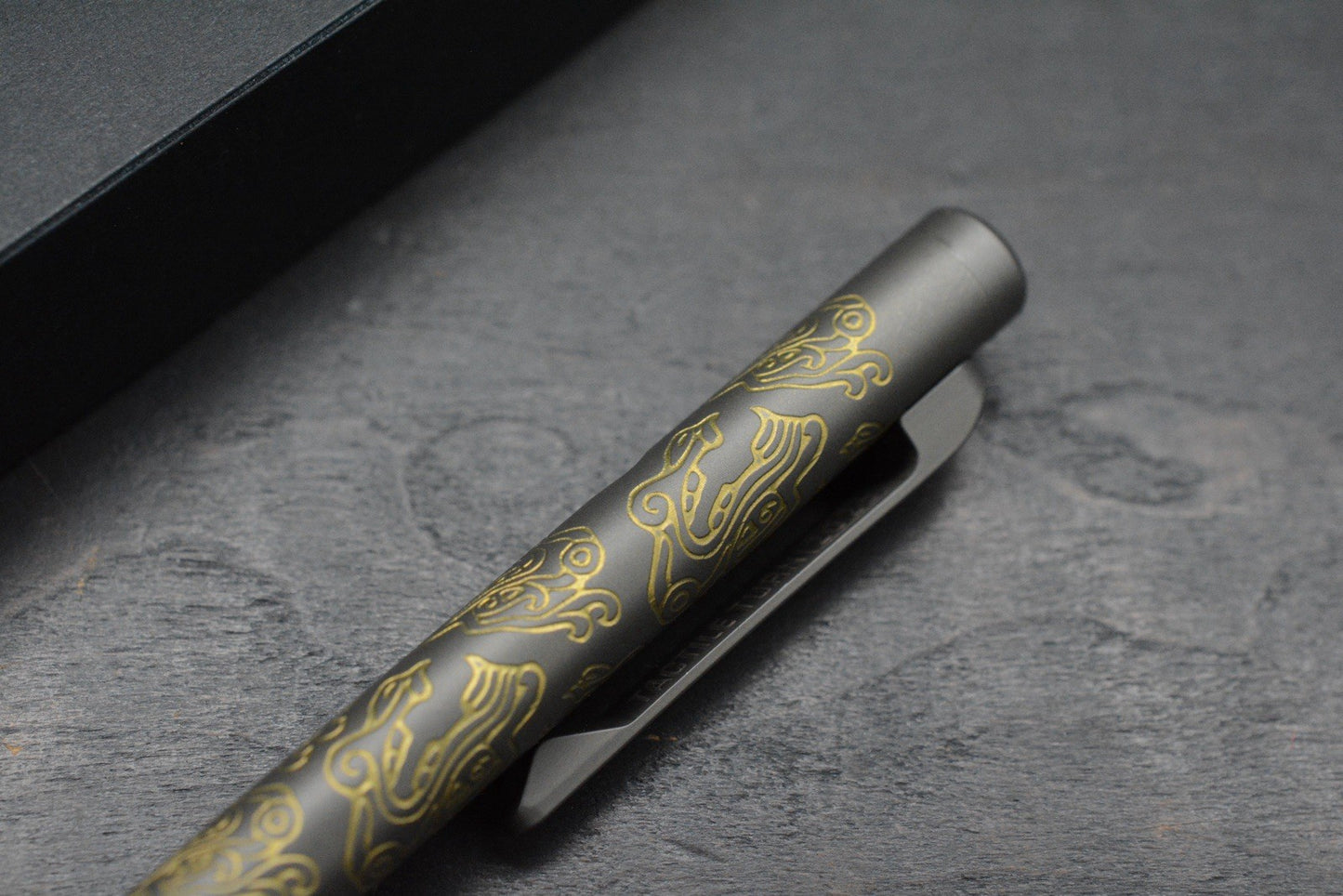 NEW Tactile Turn x Terzuola Slim Bolt Action Pen - Dark Grey Ti/Ano Gold Accents