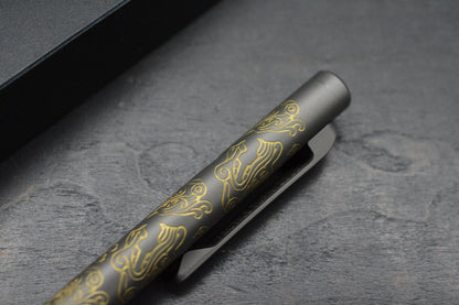 NEW Tactile Turn x Terzuola Slim Bolt Action Pen - Dark Grey Ti/Ano Gold Accents