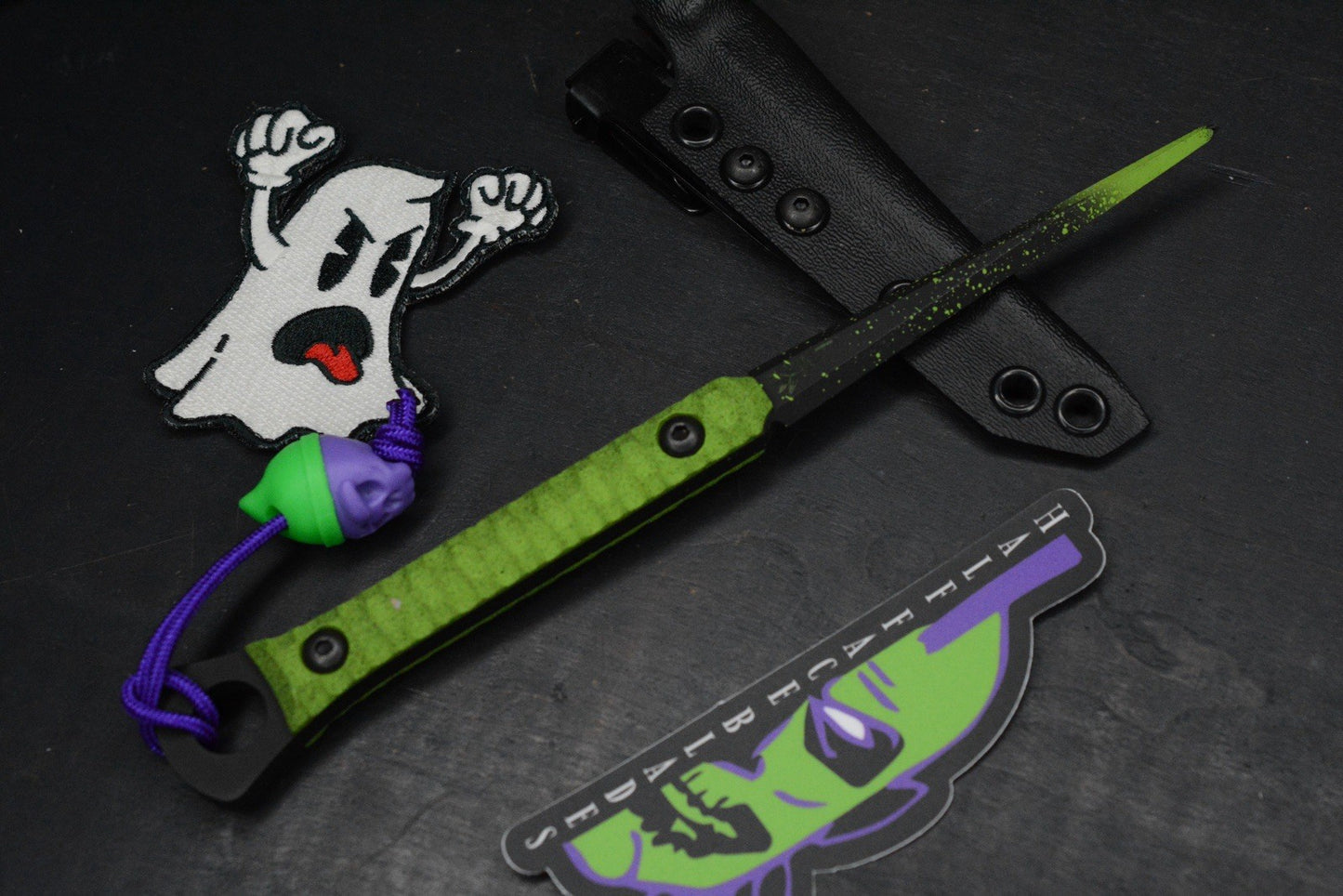 RARE Half Face Cardiac Spike Halloween SE Toxic Green w/Skull & PDW Patch