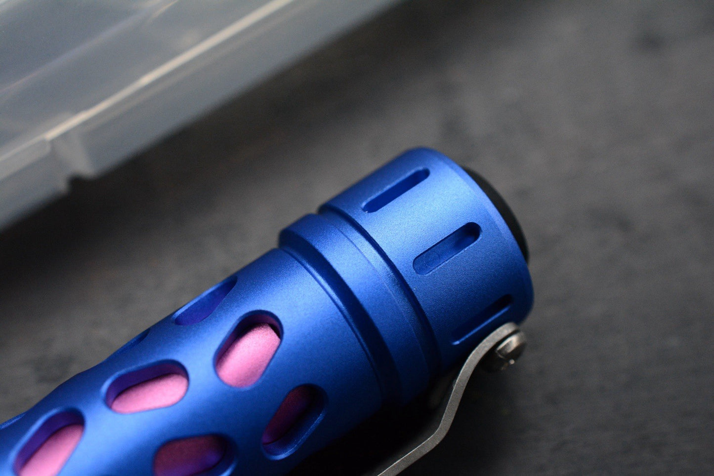 NEW Reylight x Crispy Donut CDC - Ti Flashlight Blue & Pink Drilled Handle