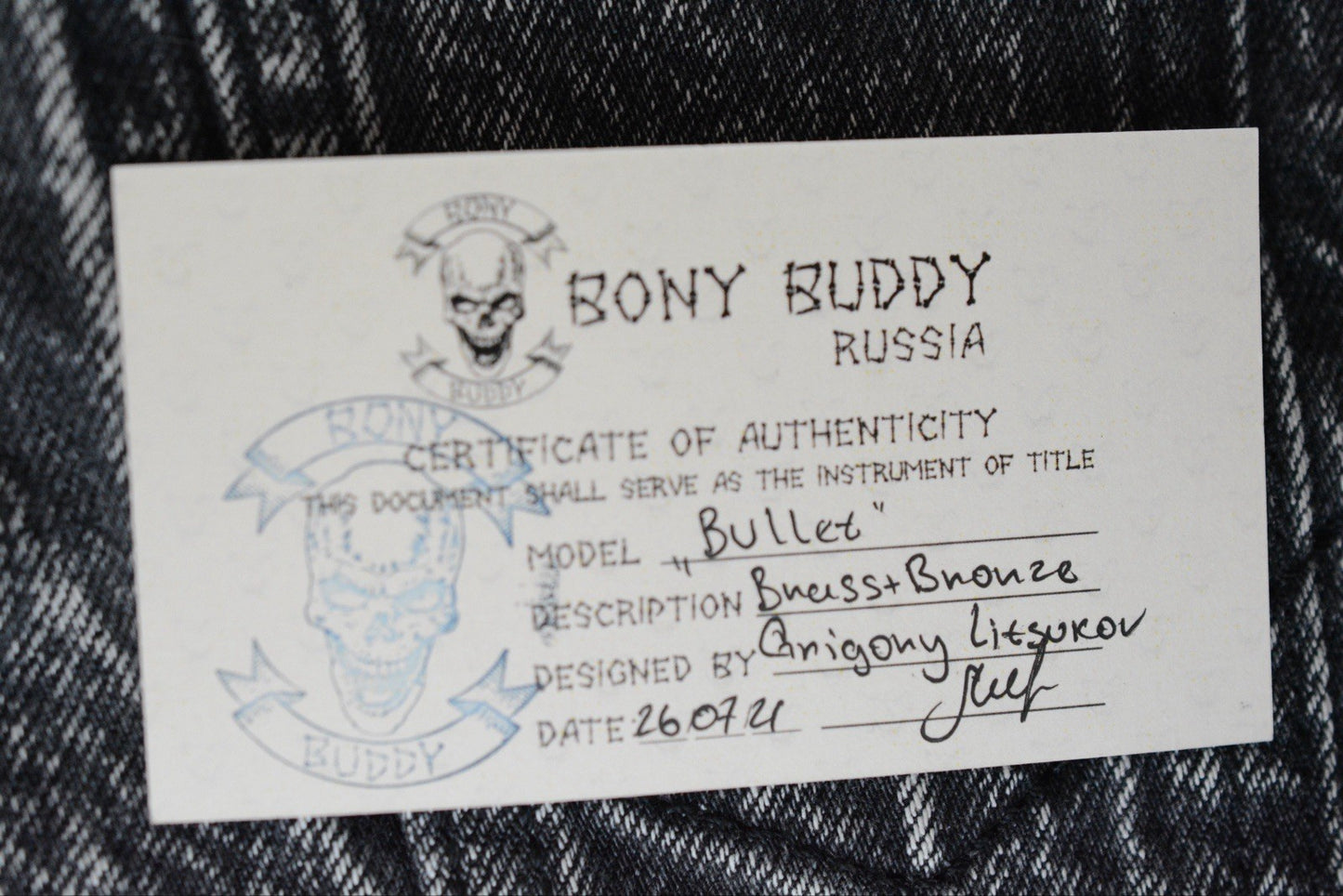 RARE++ Bony Buddy Bullet Engraved “What Happens In Vegas” Brass & Bronze w/ COA