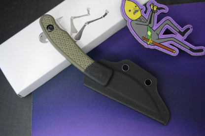 RARE Ed’s Manifesto & Sneakreaper Elvia Field Knife - Green G10 / Acid Stonewash