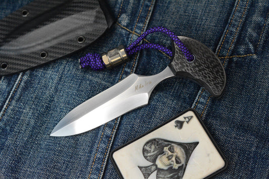 RARE Mike Irie Fixed Blade Carbon Fiber V2 Hand Ground 154CPM / Sheath