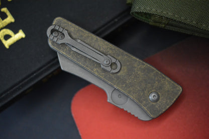 CUSTOM Serge Pachenko x Hawk Knives Guppy Brass - S30V / Copper Skull Inlay