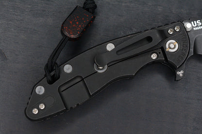 RARE Hinderer XM-18 Battle Black Magnacut Bowie/ G10 w/ Splatter Tombstone Bead