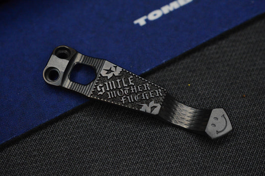 NEW Steel Flame - Smile Mother F****r Ti Pocket Clip - Blackout TRD Finish