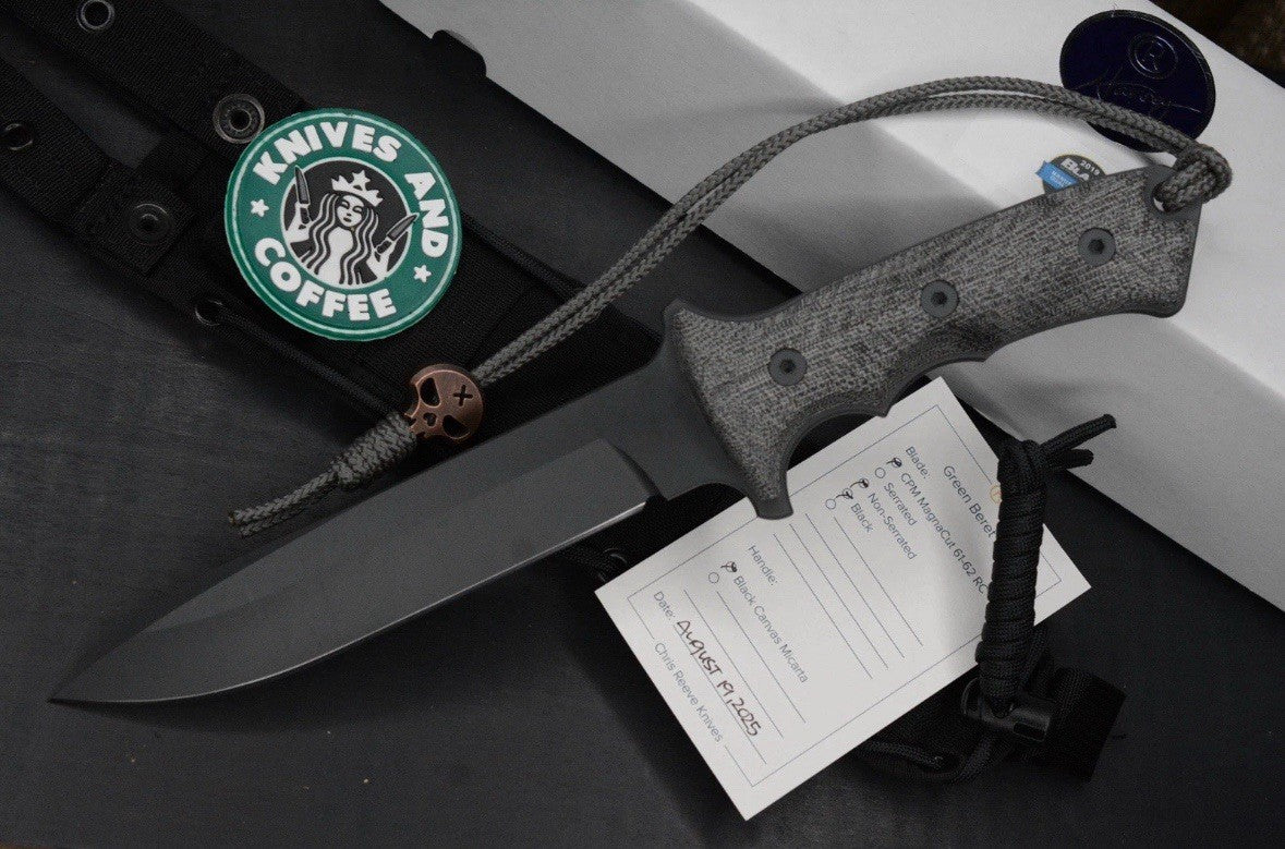 NEW Chris Reeve Knives Green Beret MAGNACUT Black PVD w/Brass Necro Bead & Patch
