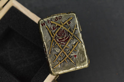 RARE CUSTOM - 3-D Sculpted Joker Zippo Lighter w/ Wood Case