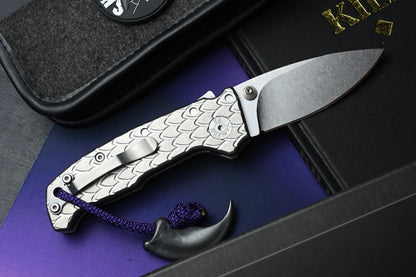 RARE Demko AD20 CXT Shark Lock Dragon Scale Ti / CPM3V Barong w/Dragon Claw Bead