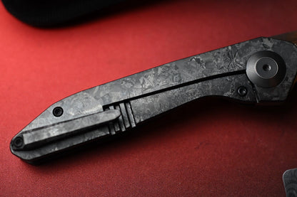 RARE Custom Knife Factory x Keanison Basset - Blackened Crystalized Ti / M398