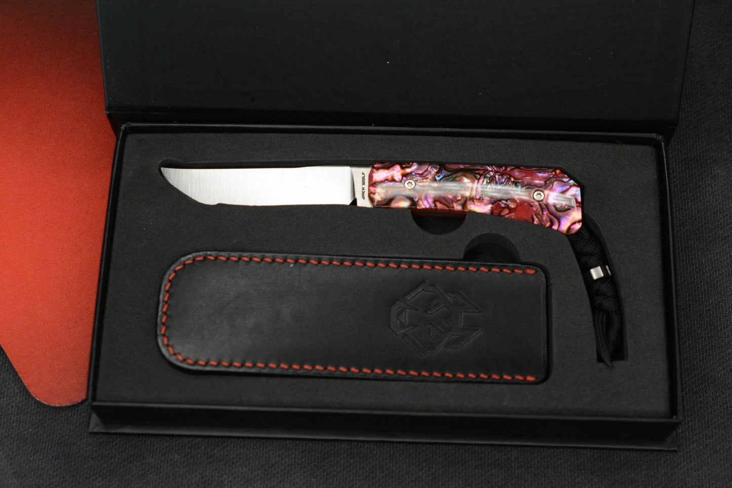 NEW Jack Wolf Pioneer Jack FIXedc - Red Abalone / S90V w/ Sheath