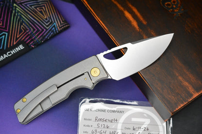 NEW Oz Machine Co Roosevelt STD Smooth Ti / Gold Ano Ti Hardware / MagnaCut Blade