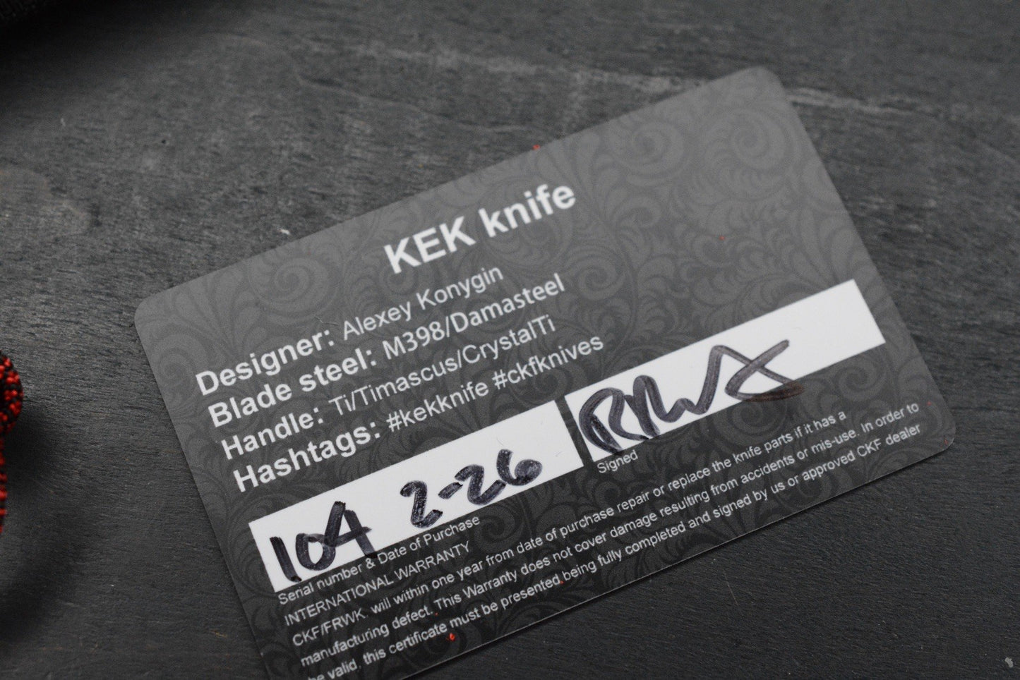 RARE++ Custom Knife Factory KEK Slipjoint - Black DLC / M398 w/ Zirc Droid Bead
