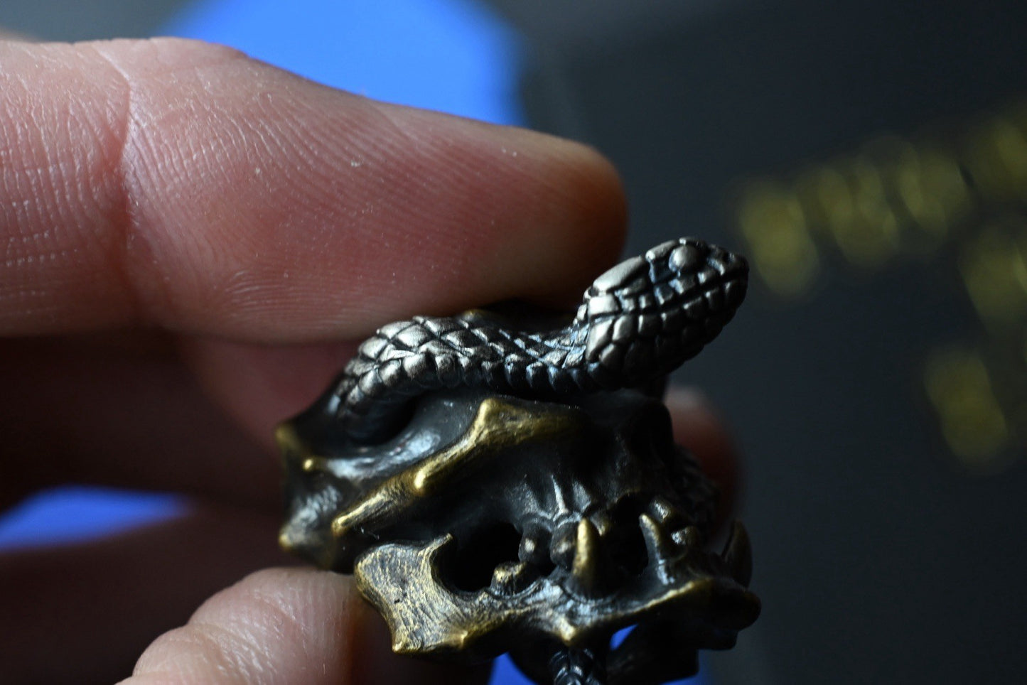 RARE Custom Knife Factory Snake Skull - Hi Detail Custom Brass Bead