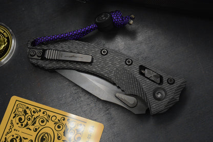 NEW Microtech Amphibian Ram Lok CF SHADOW w/ Playge Skall Bead & Wick Pack