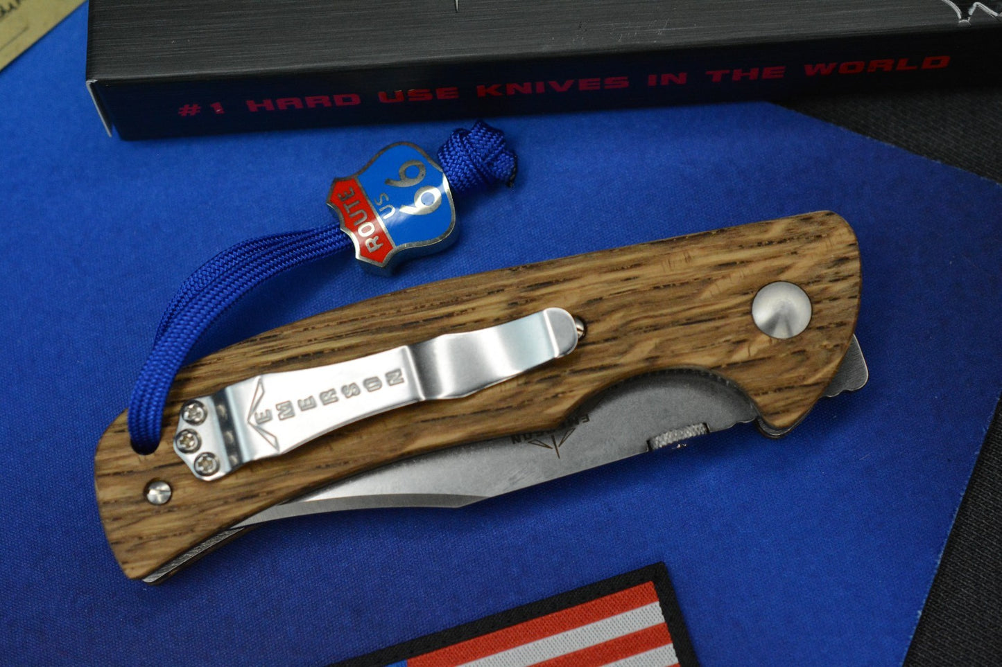 RARE Emerson Knives Liberty & Freedom - America 250 American Oak SN 37 of 50