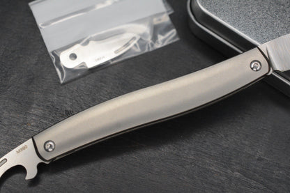 NEW D Rocket Designs Serpentine Slipjoint Ti M390 Wharncliffe Bottle Opener