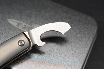 NEW D Rocket Designs Serpentine Slipjoint Ti M390 Wharncliffe Bottle Opener