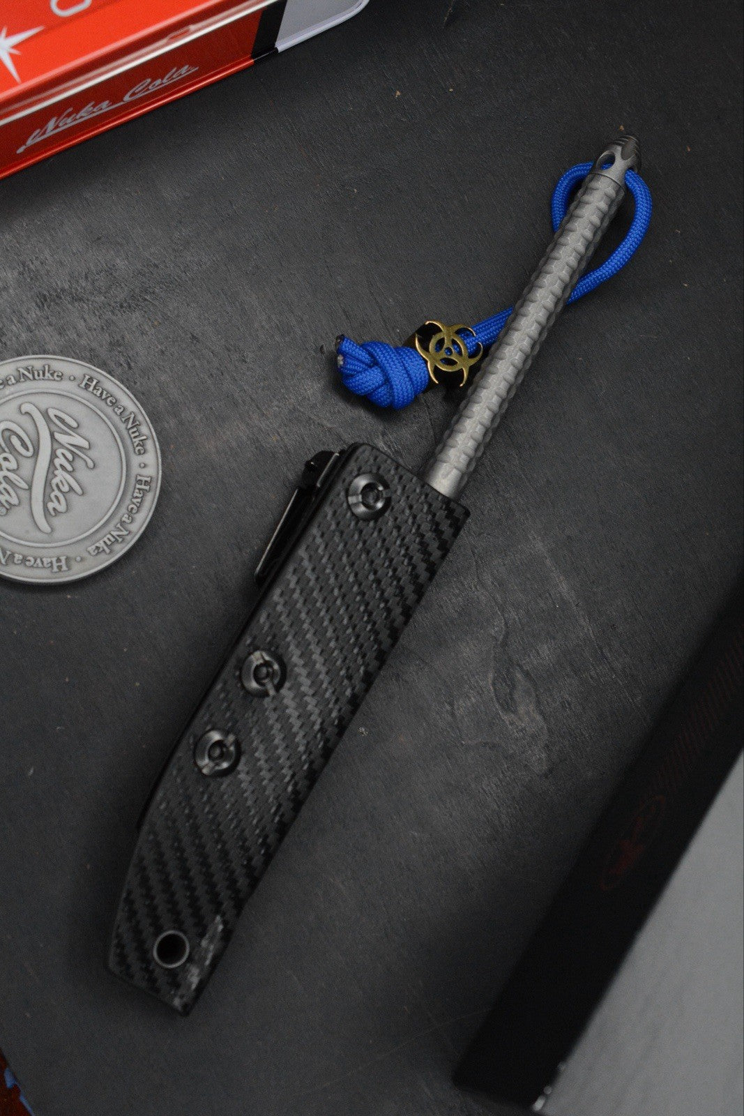 RARE Microtech TAC-P RTitanium PVD Spike w/ Fallout Coin & Bead
