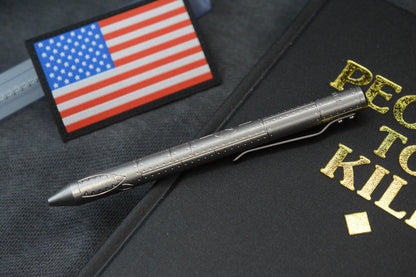 RARE Fellhoelter TiBolt Ltd Ed - WWII Warthog Titanium Pen 5.5”  w/ USA Patch
